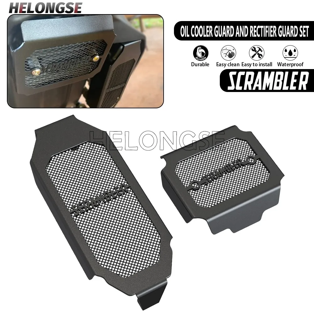 

For DUCATI Scrambler 800 2015-2027 2026 Scrambler800 HELONGSE Oil Cooler Grille Rectifier Voltage Regulator Guard Protector Set