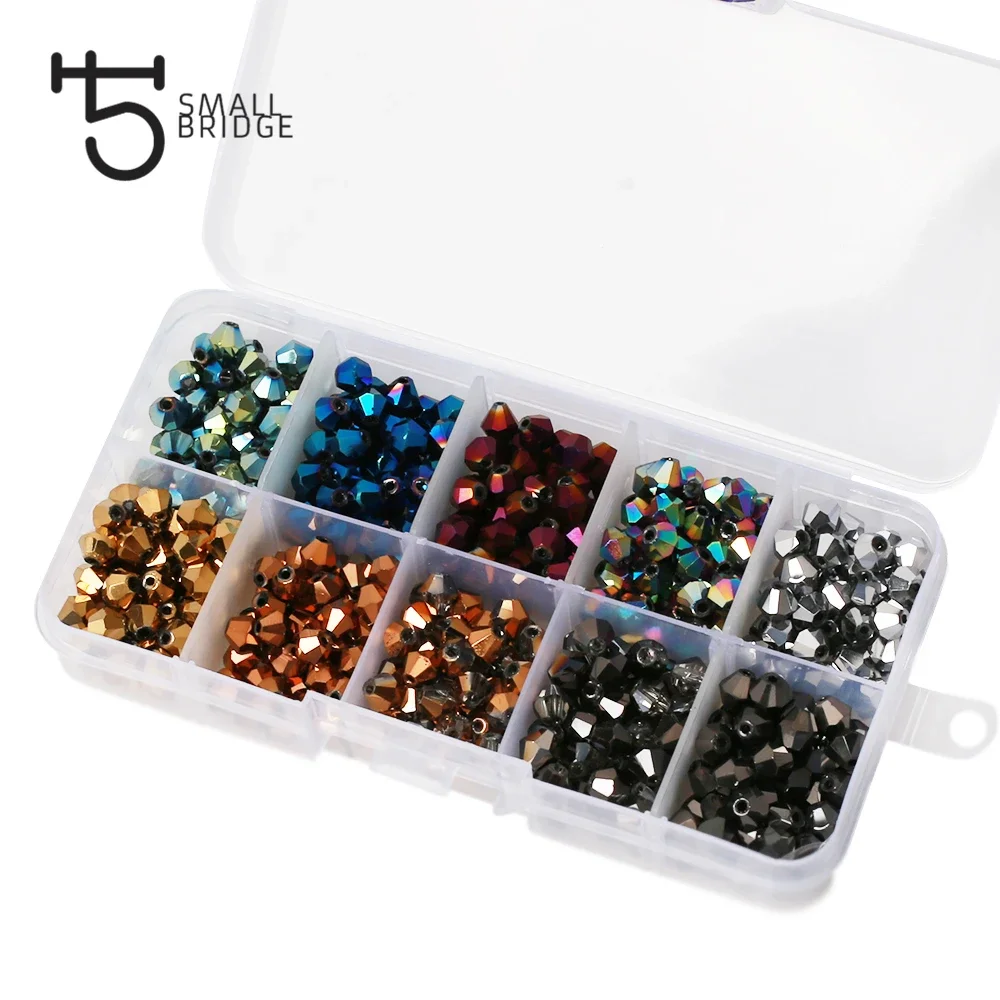 3 4 6mm Czech Crystal Bicone Beads kit for making jewelry material for jewelry Mix Metal color Loose Spacer Beads wholesale