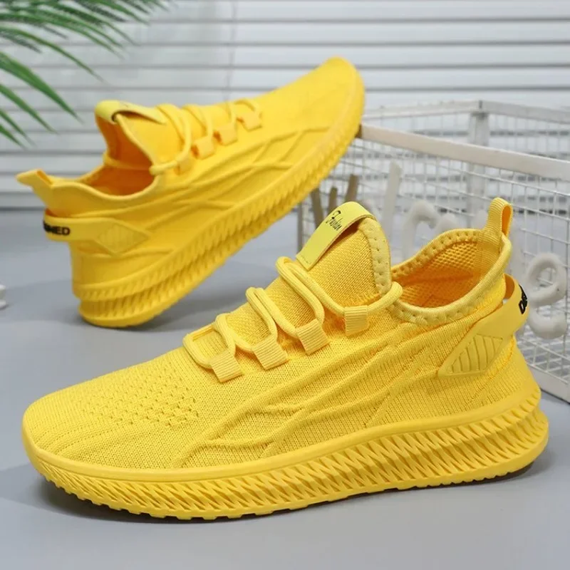 2024 Spring Fashion  Sneakers Women\'s Shoes Mesh Yellow Women\'s Shoes Women\'s Lace-up Red Black Casual Shoes Breathable