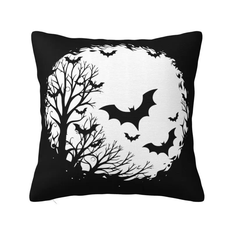 Custom Halloween Spooky Bat Moon Cushion Cover 45*45 cm Soft Throw Pillow Case Living Room Decoration Sofa Chair Pillowcase