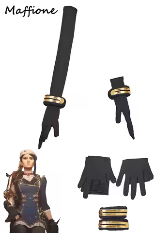Game LOL Arcane Caitlyn Cosplay Gloves Hand Rings Costume Accessories Women Roleplay Clothing Props Gloves Wristbands Halloween