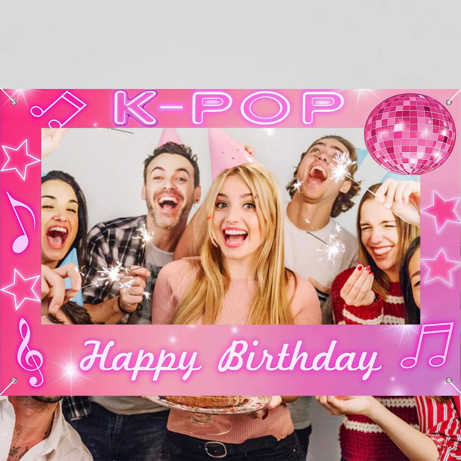 Bunte Discokugel Foto-Requisite Rosa Lila Discokugel K-Pop Musik Geburtstag Foto-Dekoration Themenparty-Dekoration Hintergrund