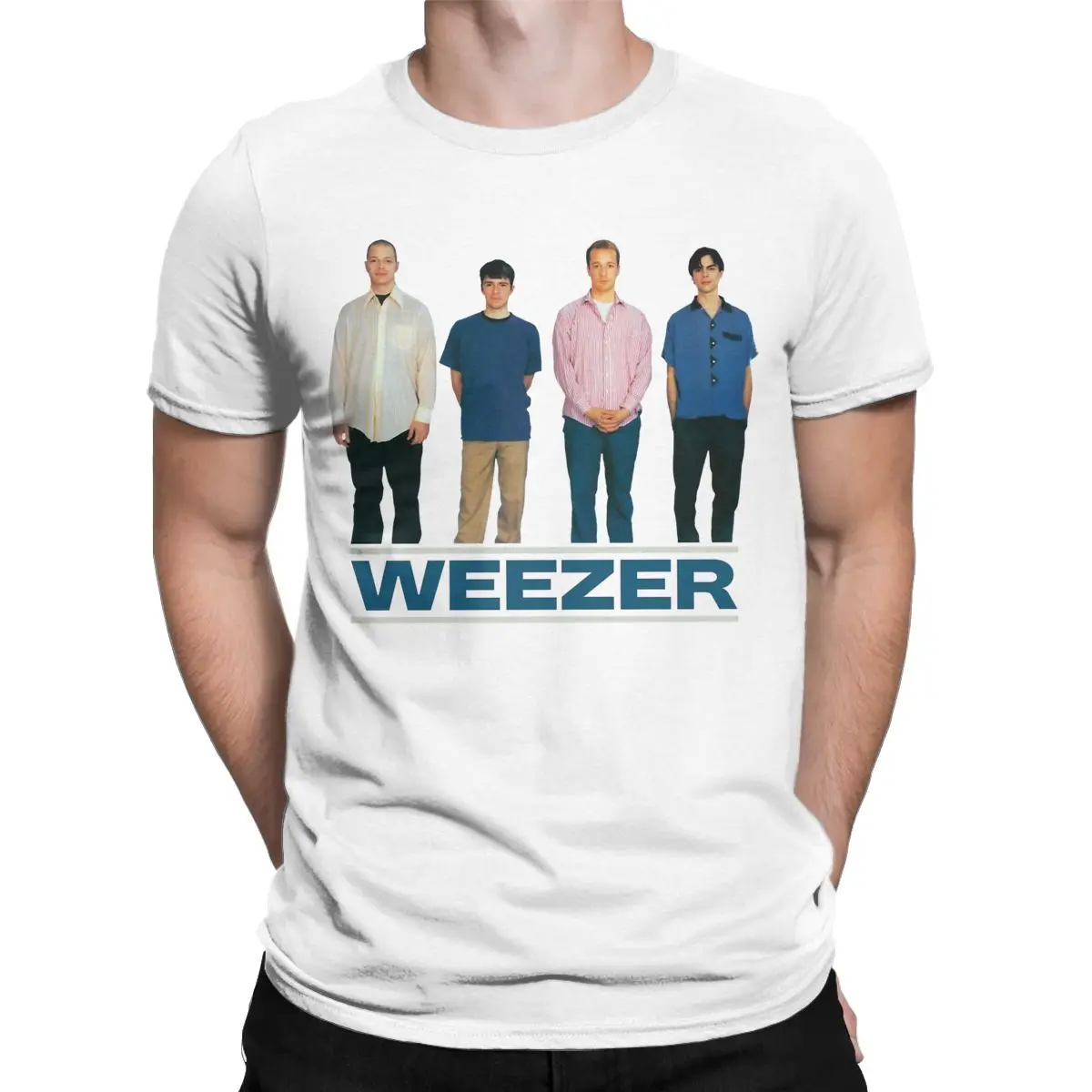 Weezer Blue Album Anniversary Cover T-Shirt for Men Women Humorous 100% Cotton Tees Short Sleeve T Shirts Gift Idea Clothing