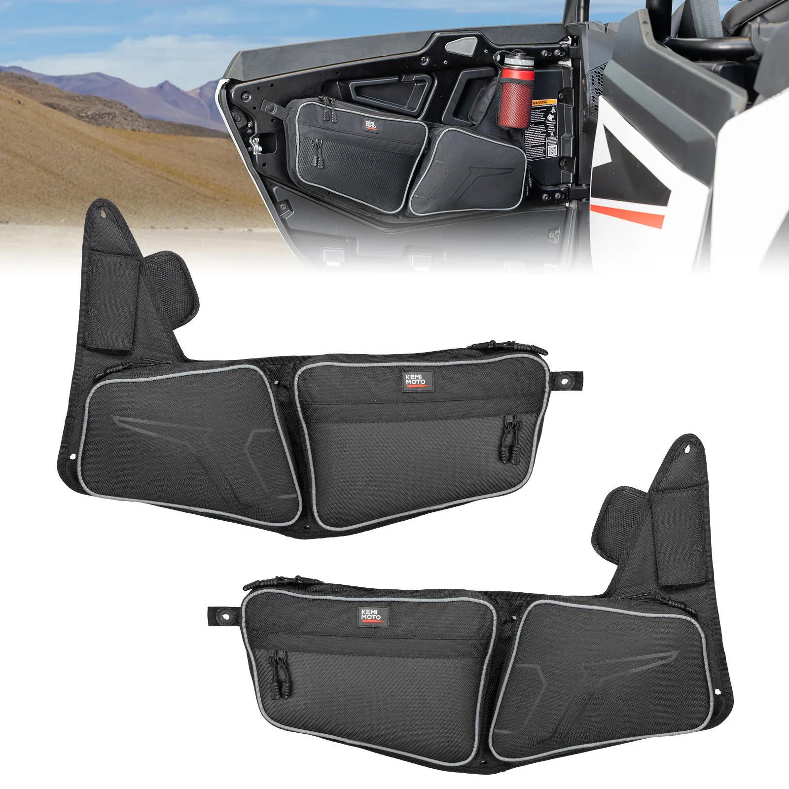 UTV Front Storage Side PVC Bags Compatible With Polaris RZR XP 1000 / RZR XP 4 1000 2024+ Sponge Knee Pad Tool Bags