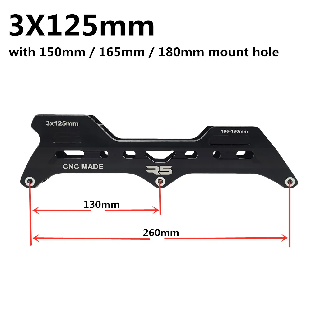 R5 Blance 3*110mm 246mm 3*125mm 260mm Patins À Roues Alignées Cadre pour Slalom Patins Convertir à 3 Roues Chaussures de Patinage de Vitesse 165mm Alliage