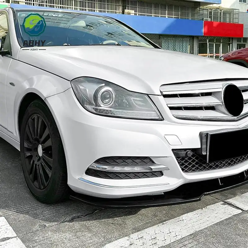 

ABHY-Car Front Bumper Splitter Lip Diffuser Spoiler Cover Guard For Mercedes-Benz C-Class W204 2011-2014 Gloss Black Parts
