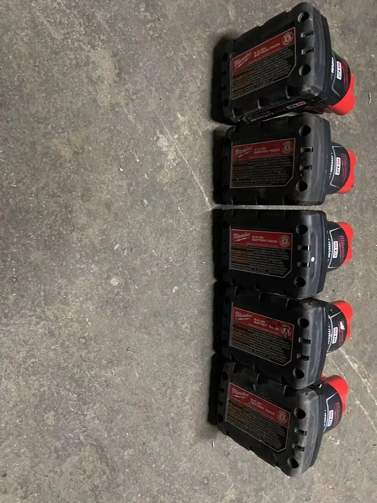 Milwaukee M12 XC 12V 6.0 Ah Red Lithium-Ion Battery 5PCS second-hand