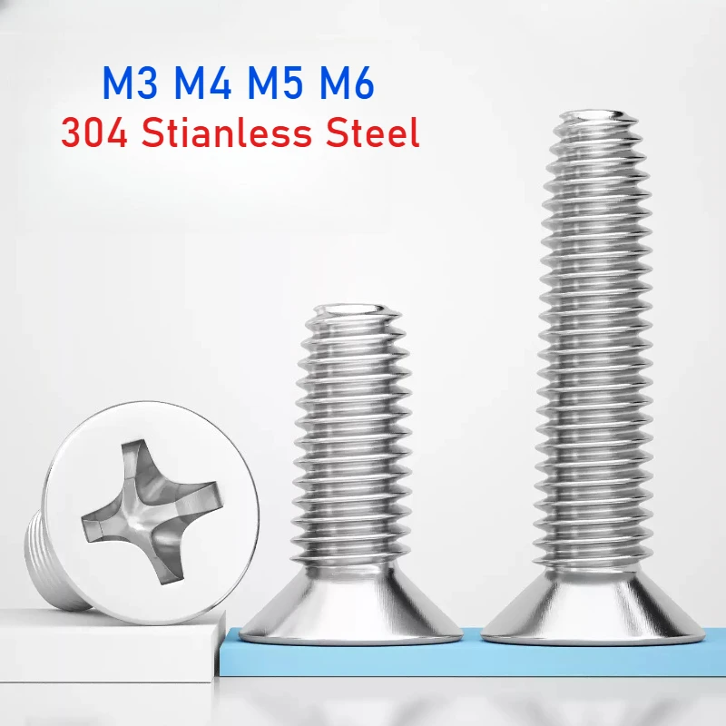 M3 M4 M5 M6 GB6561 304 Stianless Steel Cross Flat Countersunk Trilobular Thread Forming Screws