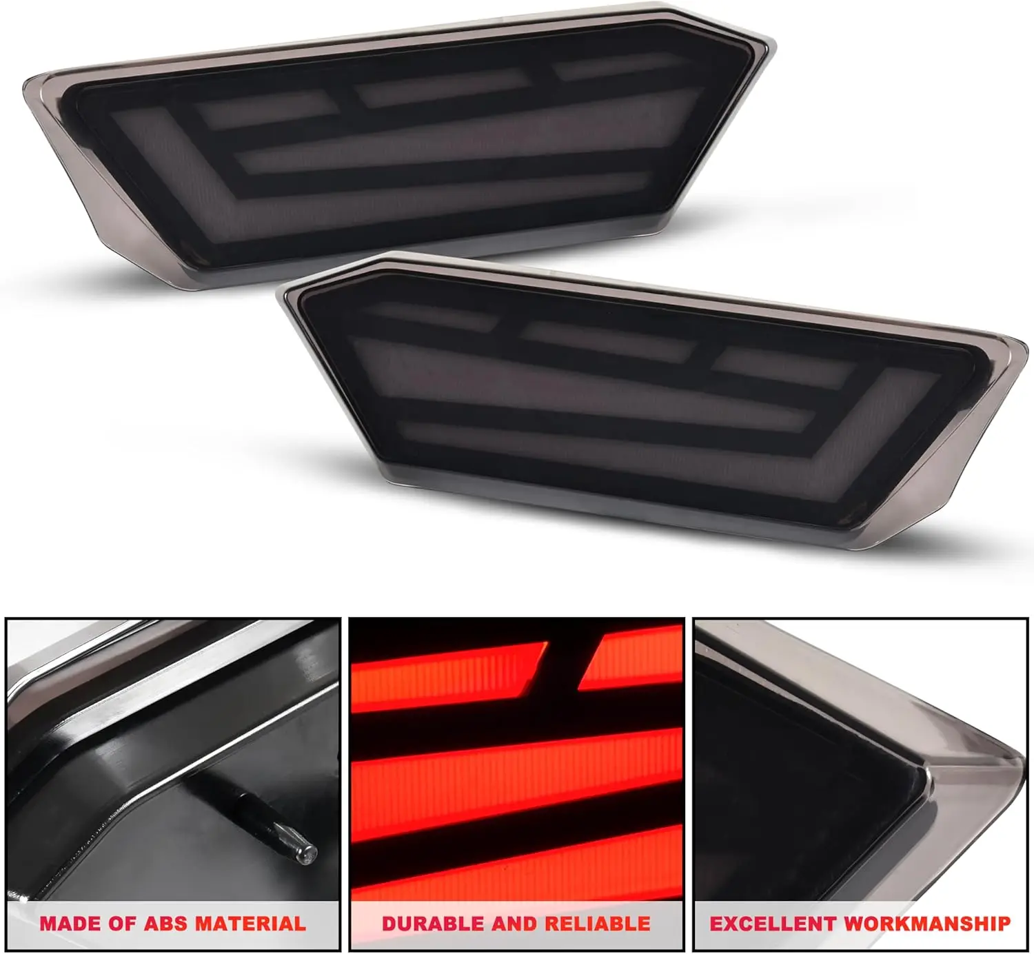 Smoked Black LED Rear Brake Lights for Polaris RZR 900/1000/XP 2014-2023 (2PCS)