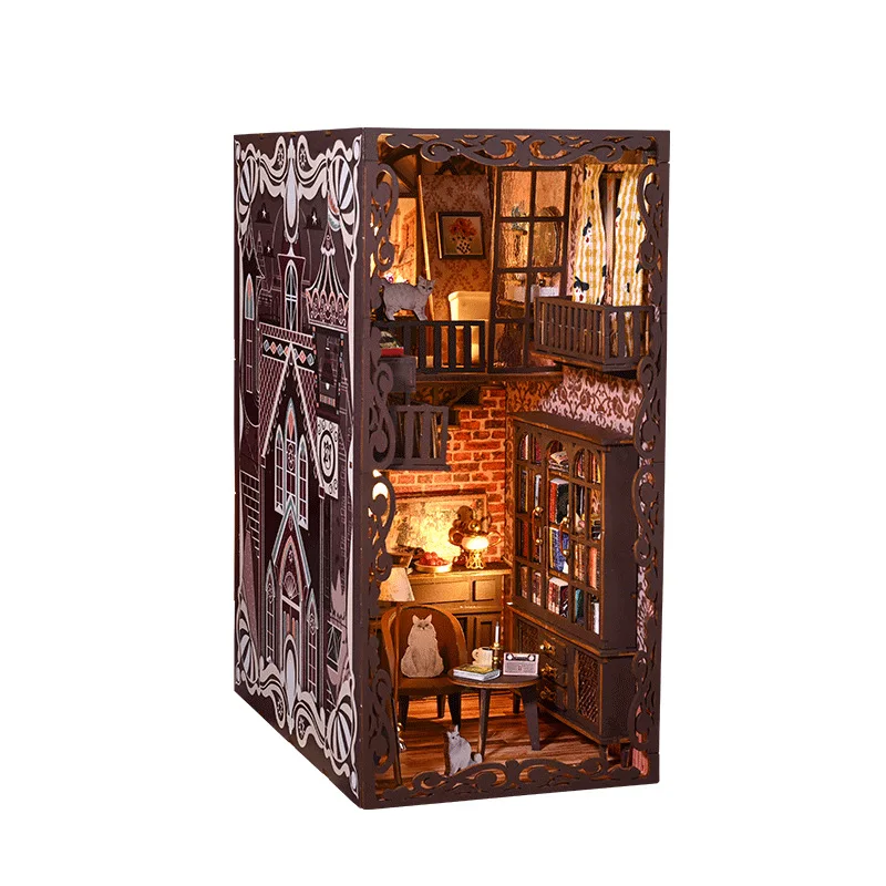 DIY Secret Fortress No.9 Book Nook – Handcrafted 3D Assembly Bookshelf Insert Mini Scene, Birthday Gift Decor