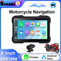 Srnubi Motorcycle GPS Navigation Waterproof Apple Carplay 5 inch Screen Portable Motorcycle Wireless Android Auto Monitor DVR