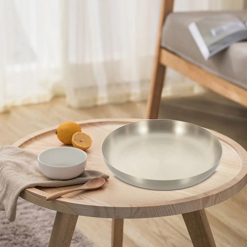 

Stainless Steel Steak Plate, Serving Tray For Food, Dinner Plate, Dessert Snack Fruit Tray, Kitchen Buffet Camping Use