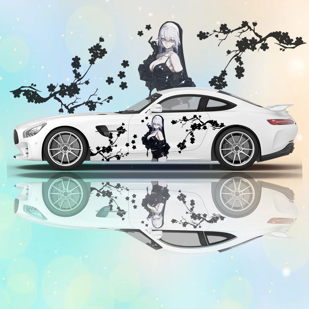 الجيشا اليابانية زهر الكرز سيارة الفينيل يلتف ملصق مائي ذاتية اللصق بولي كلوريد الفينيل مناسبة للشاحنات SUV ديكور اكسسوارات السيارات