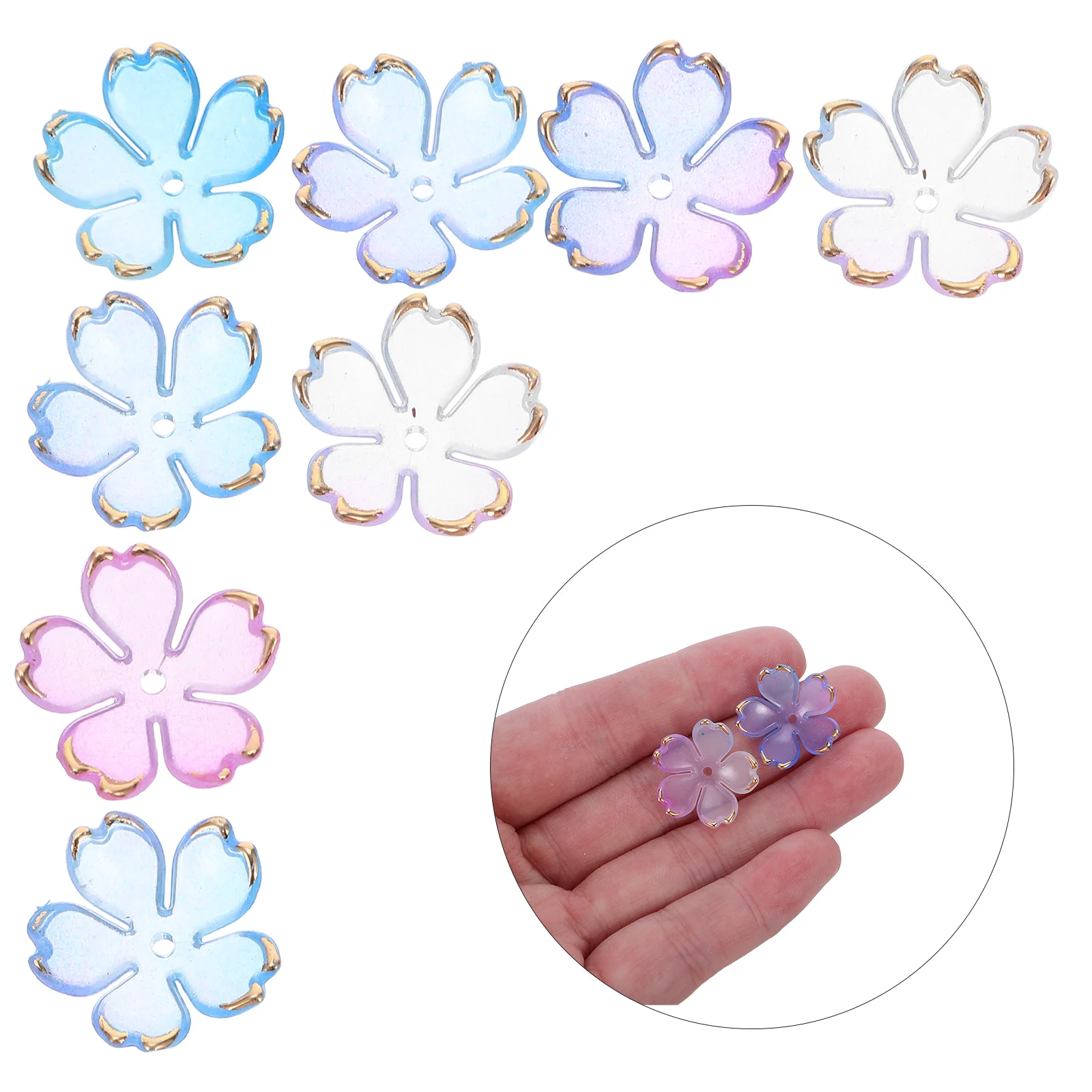 

100 Pcs Jewelry Acrylic Cherry Blossoms Beads Spacer Charms Flower Floral Bracelet