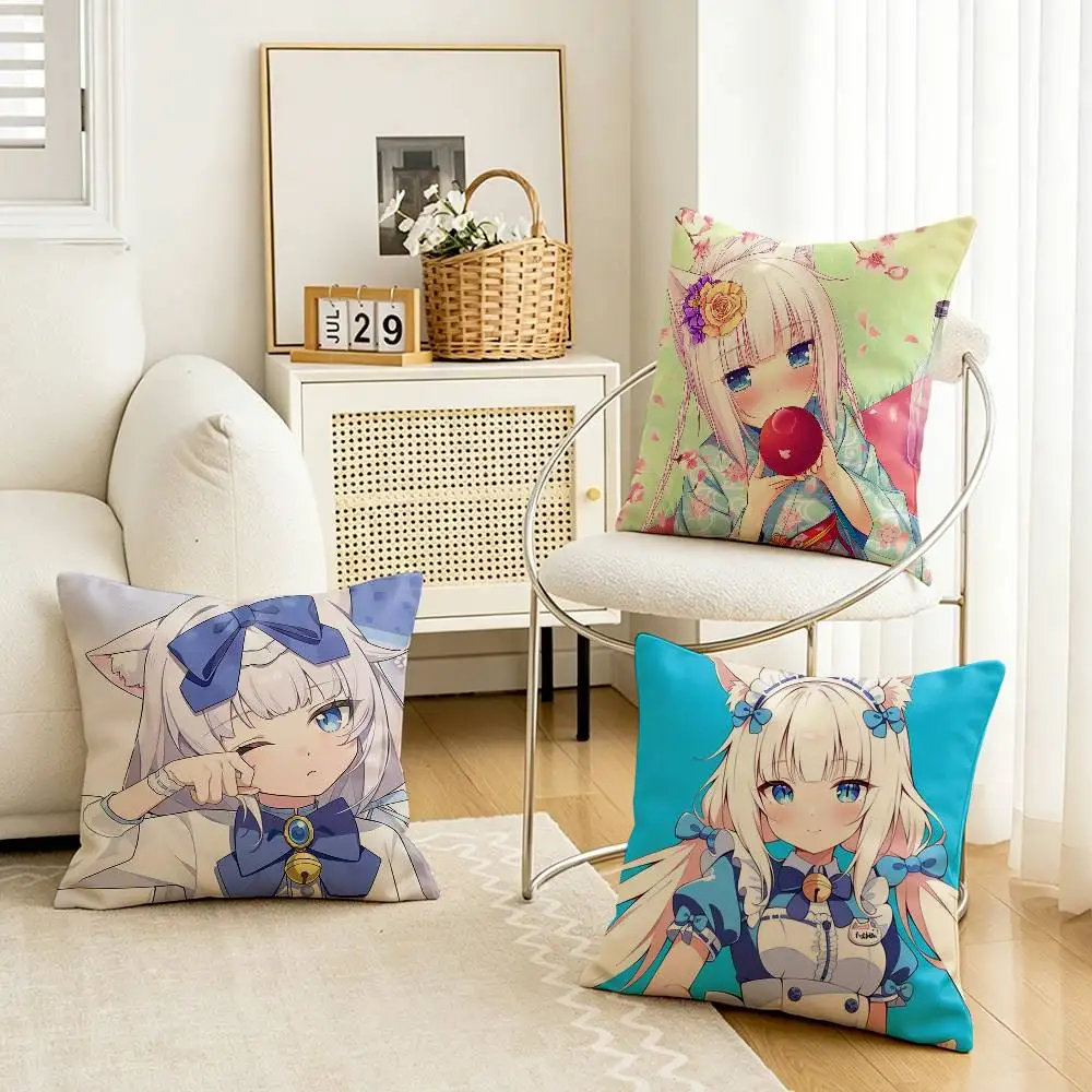 N-NEKOPARA Kawaii V-Vanilla Customizable Square Cushion Cover Double Sided Print Pillow Case