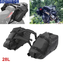 28L Waterproof Motorcycle Saddlebags Saddle Panniers Motorbike Side Bags Luggage Black Universal For Harley BMW Yamaha Kawasaki