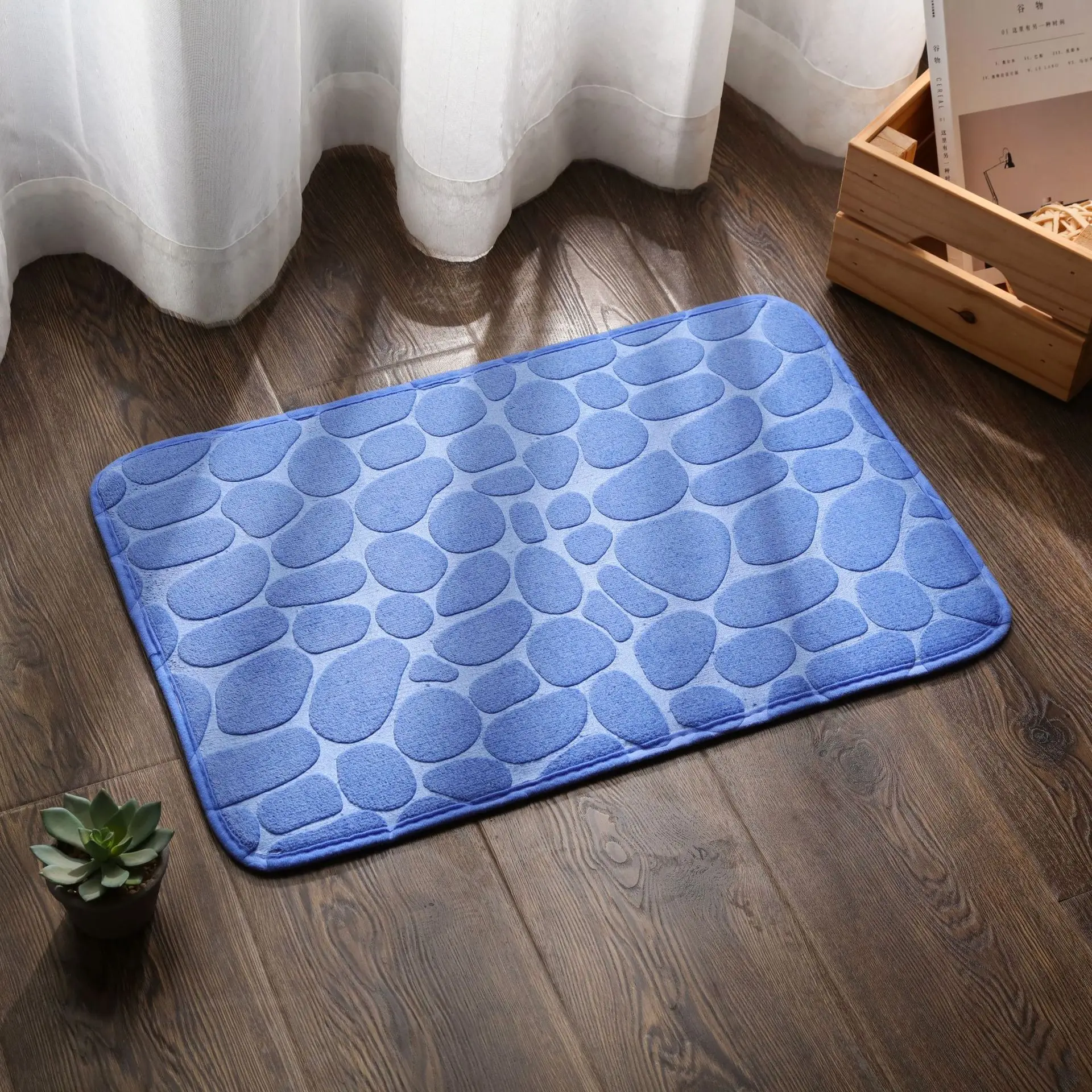 

Coral fleece stone printed solid color door mat toilet bathroom absorbent mat home porch balcony mat carpet 60*90cm