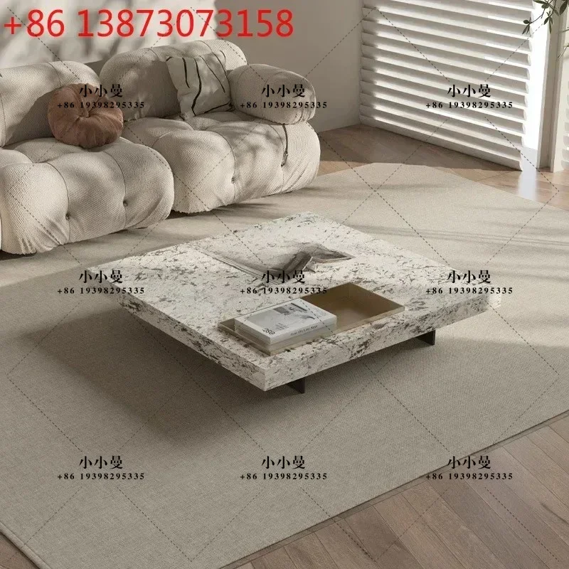 A4567 Italian Minimalist Marble Floating Coffee Table Designer Model Light Luxury High-end Modern Simple Small Apartment Living