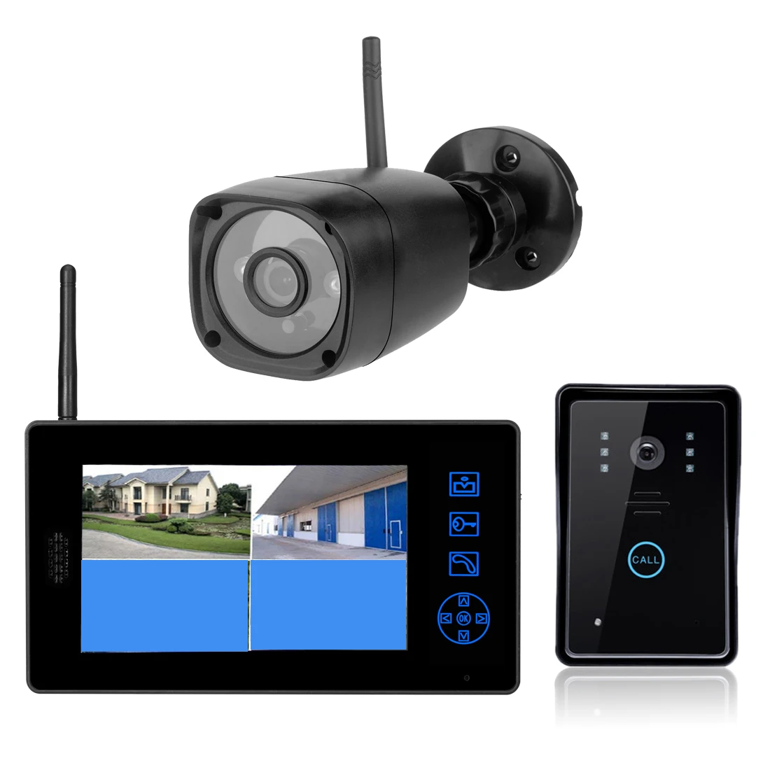 

Home 2.4GHz Wireless 7''Touch Key Screen Video Door Phone Intercom Access Control System Doorbell Night Vision And Camera