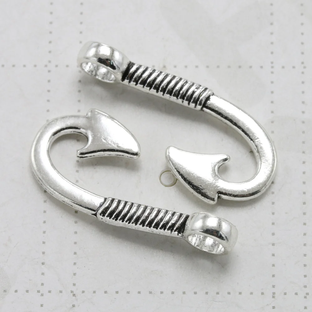

20Pcs Fishhook Alloy Pendant Charms DIY Jewelry Necklace Bracelet Making Accessories Craft Supplies Silver