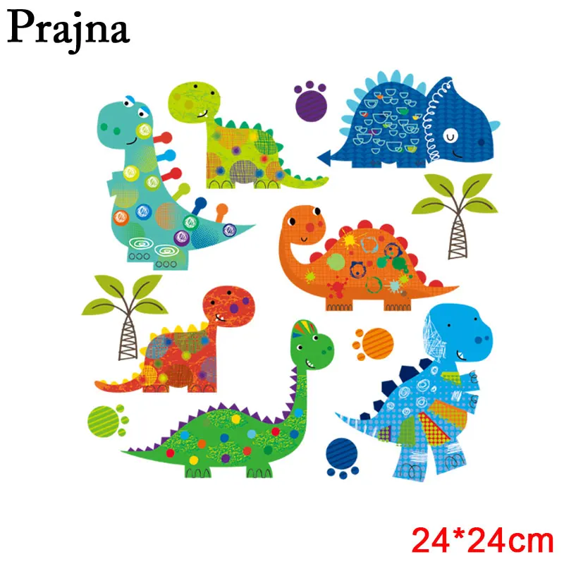 Animal Combination Applique DIY Iron-On Transfers For Clothes Cartoon Dinsaur Heat Thermal Transfer For Kids Clothes Stickers