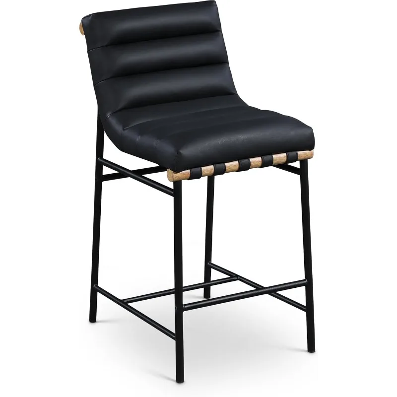 

Meridian Furniture 857Black-C Burke Collection Modern | Contemporary Vegan Leather Upholstered Counter Stool, Black, 18" W x 23.