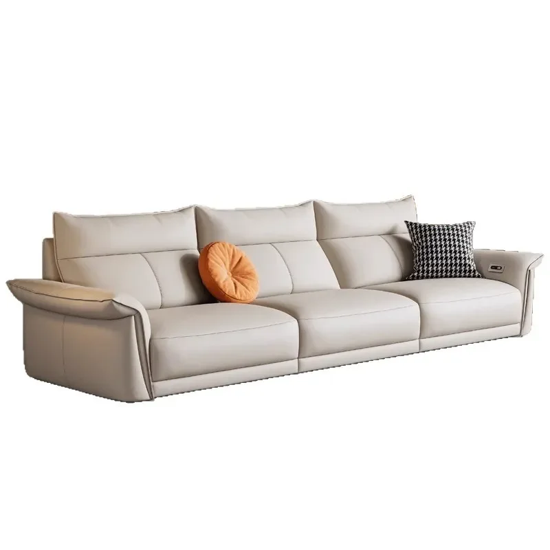 for Leather Sofa Electric Living Room Home Theater Modern Functional Leg Rest Adjustable First Layer Cowhide
