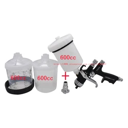 LVLP Spray Gun 1.3mm nozzle Gravity Paint Spray Guns Airbrush with 600cc  Paint Mixing Cups Adaptor for Car Coating Painting