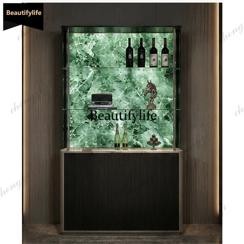 A68Italian light luxury wine cabinet luminous display cabinet modern living room wall integrated dining side cabinet