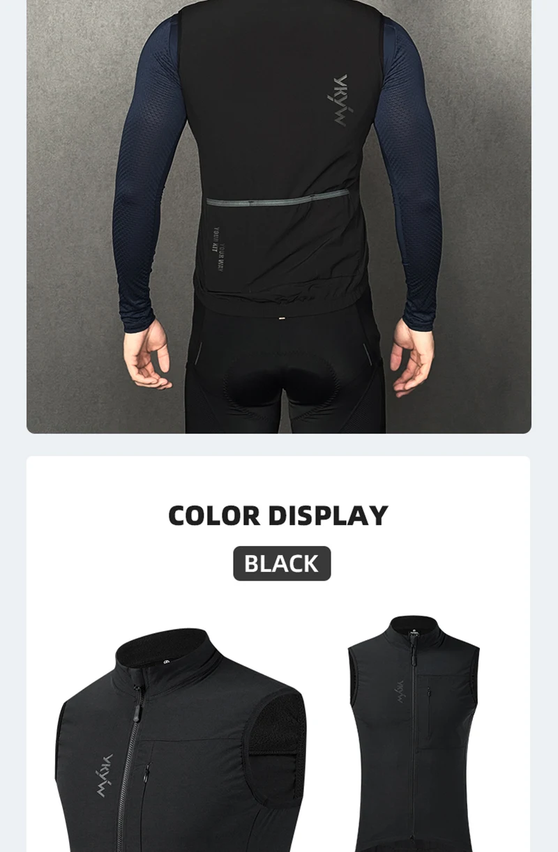 YKYWBIKE Herren Fahrradweste Winter Herbst Wasserdicht Winddicht Fahrrad Thermo Windjacke Rennrad Gilet MTB Fahrradbekleidung – Detail 16