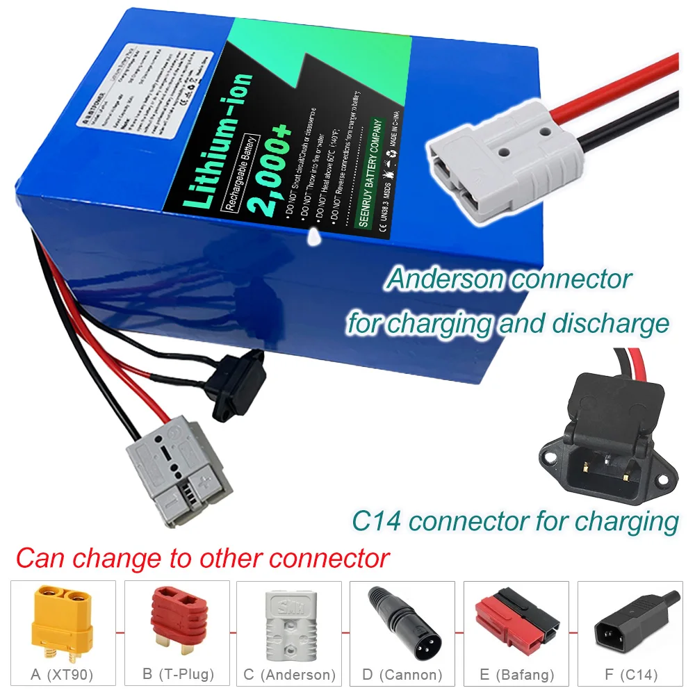 SEENRUY 72V 50Ah 60Ah Lithium Ion Battery BMS 20S Li ion for 2000W 3500W 7000W Go Cart Motorcycle With 10A Charger
