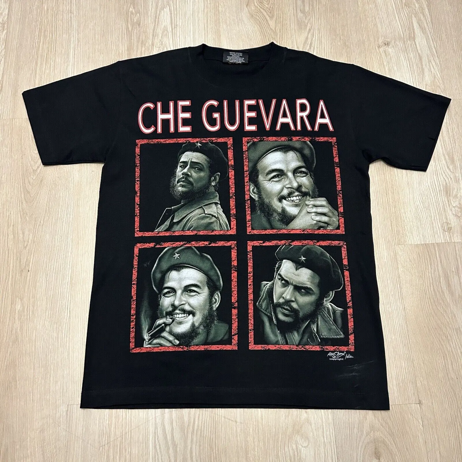 Vintage 90s El Che Guevara Portrait Tee RARE Guerilla Black T Shirt Size Medium