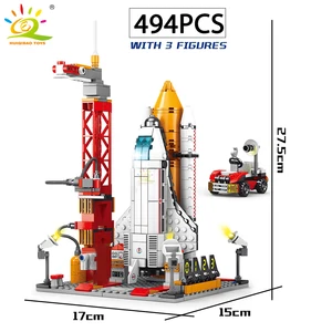 HUIQIBAO-Blocos de construção de foguetes tripulados para crianças, aviação espacial, figura do astronauta, cidade, tijolos modelo aeroespacial, brinquedos para crianças 6 principais vendas brinquedos lata - №4