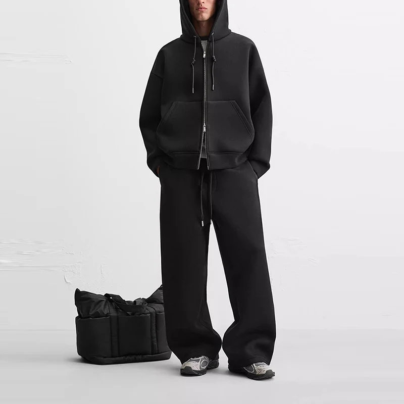 High Elasticity Loose Fit Zipper Hoodie And Running Pants Men's Casual Sportswear Set Zadata Brand Four Seasons Universal
