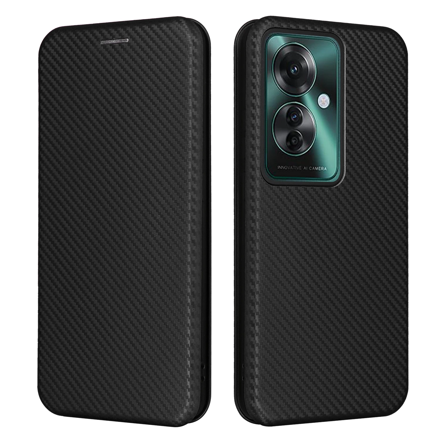 Flip hard ultrathin carbon fibre Skin Leather Cover For Oppo Reno11 A Card Slot shockproof phone Case For Oppo Reno11A Case 6.7