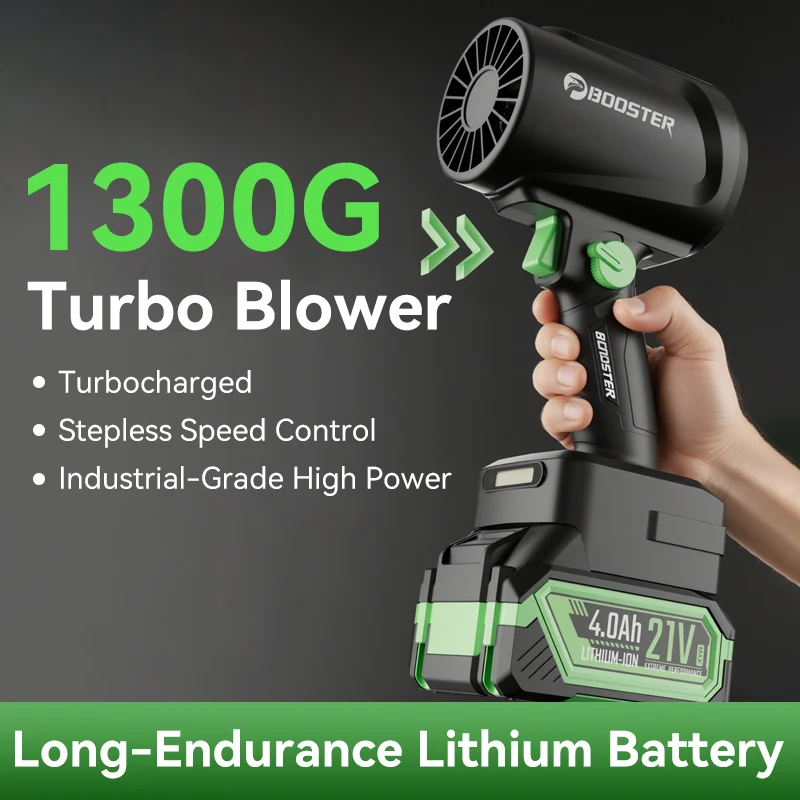 Booster Air Blower 1300G Thrust 55M/S Brushless Motor Turbo Jet Fan Handheld Leaf Blower Dust Blowing Tool Blowing Water Stains, Falling Leaves, Dust Household Use