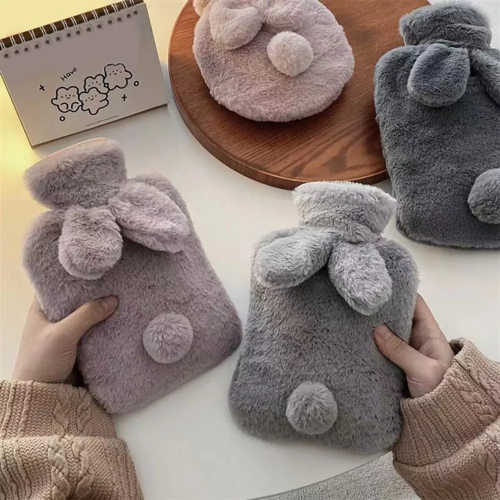 

Portable 400/500ml Plush Hot Water Bag Keep Warm Rabbit Shape Hot Water Bottle Soft Cover Warm Water Bag Winter