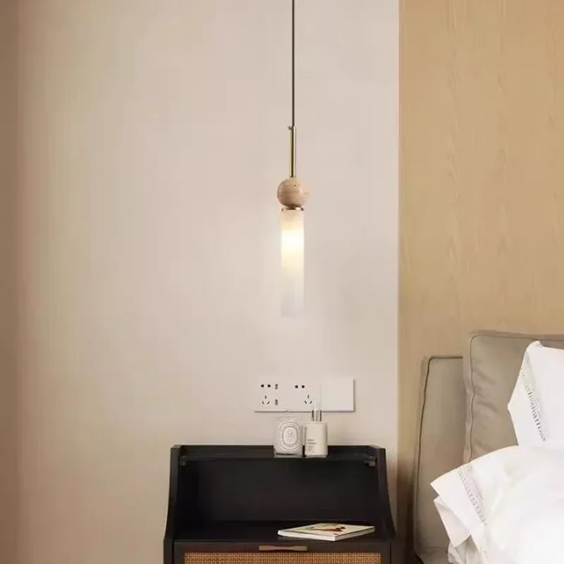 Cave Stone Wabi-Sabi Bedroom Bedside Chandelier Creative Cream Homestay Vintage Nordic Restaurant Pendant Lamp view 5