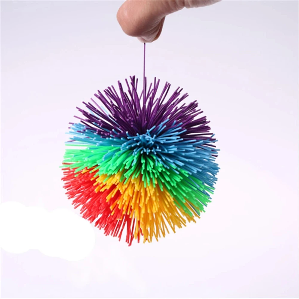 Bola sensorial de alambre de goma de arcoíris colorido para niños, juguetes antiestrés, alivio, bola elástica, novedad divertida, 6cm, 9cm