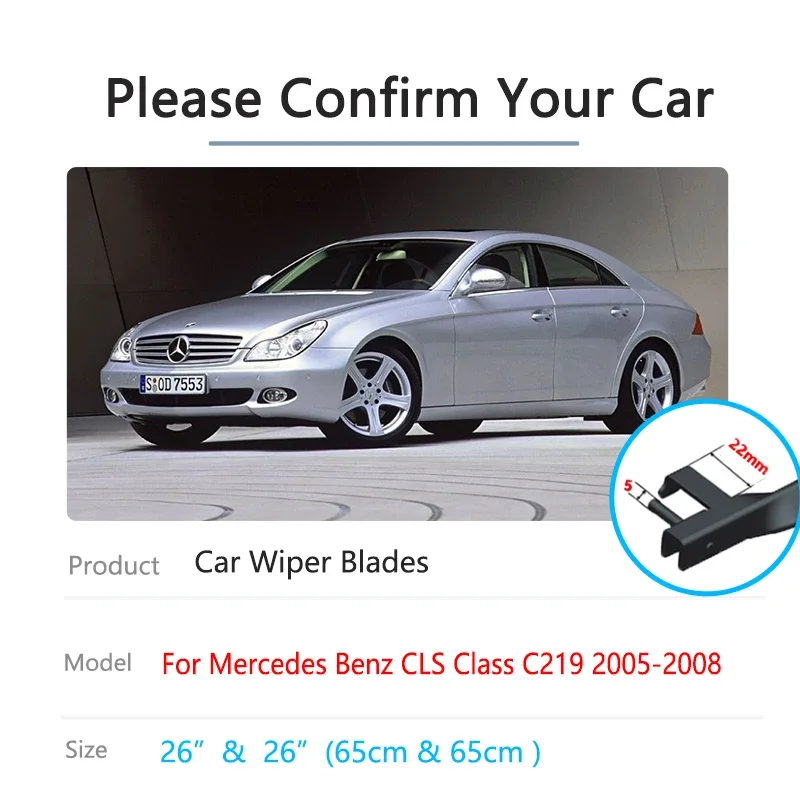 لمرسيدس بنز CLS الفئة C219 2005 ~ 2008 الجبهة الشتاء ممسحة شفرات القاطع النوافذ تنظيف العظم فرملس المطاط ملحق #2