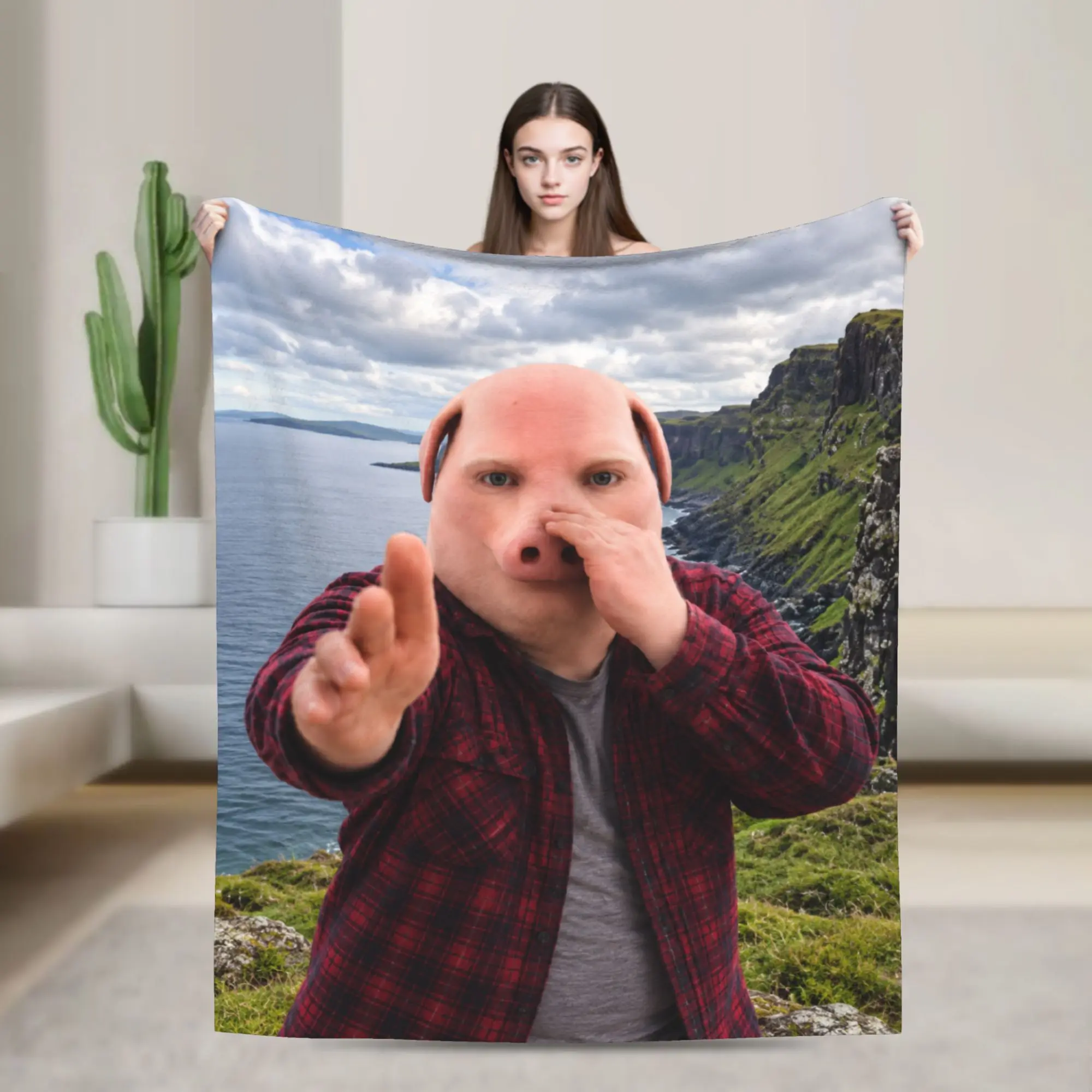 Funny John Pork is Calling Scuba Dance Flannel Blanket  Super Soft Bedding Throws for Home Decor Travel Bedspread Sofa Bed Cover