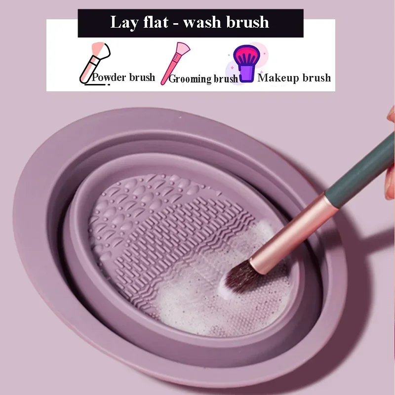 Nettoyeur de brosse de maquillage en Silicone, 1 pièce, brosse cosmétique pliante, bol de nettoyage, bouffée de poudre, éponge de beauté, tapis de lavage, brosses, tampon à récurer