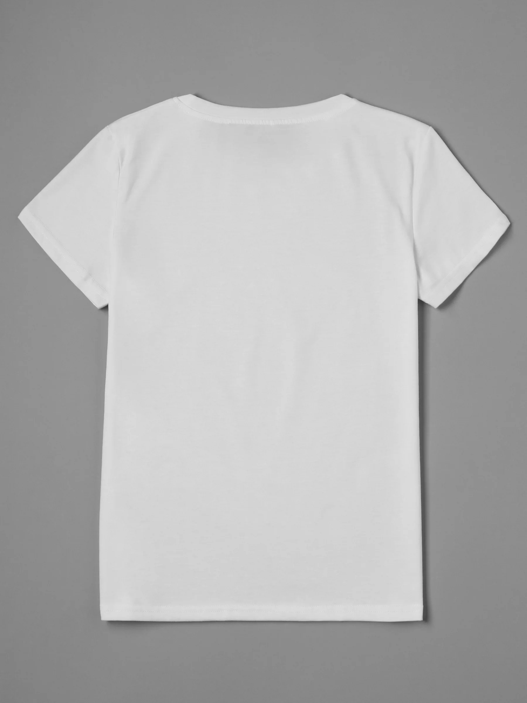 Livro & carta impressão em torno do pescoço camiseta primavera/verão casual de manga curta topo casual roupas femininas para o outono e inverno