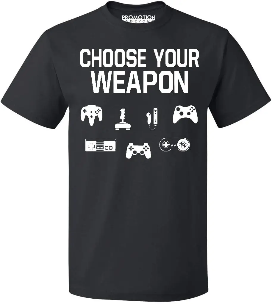 P&B Choose Your Weapon Gamer Funny Men's T-Shirt, M, Black