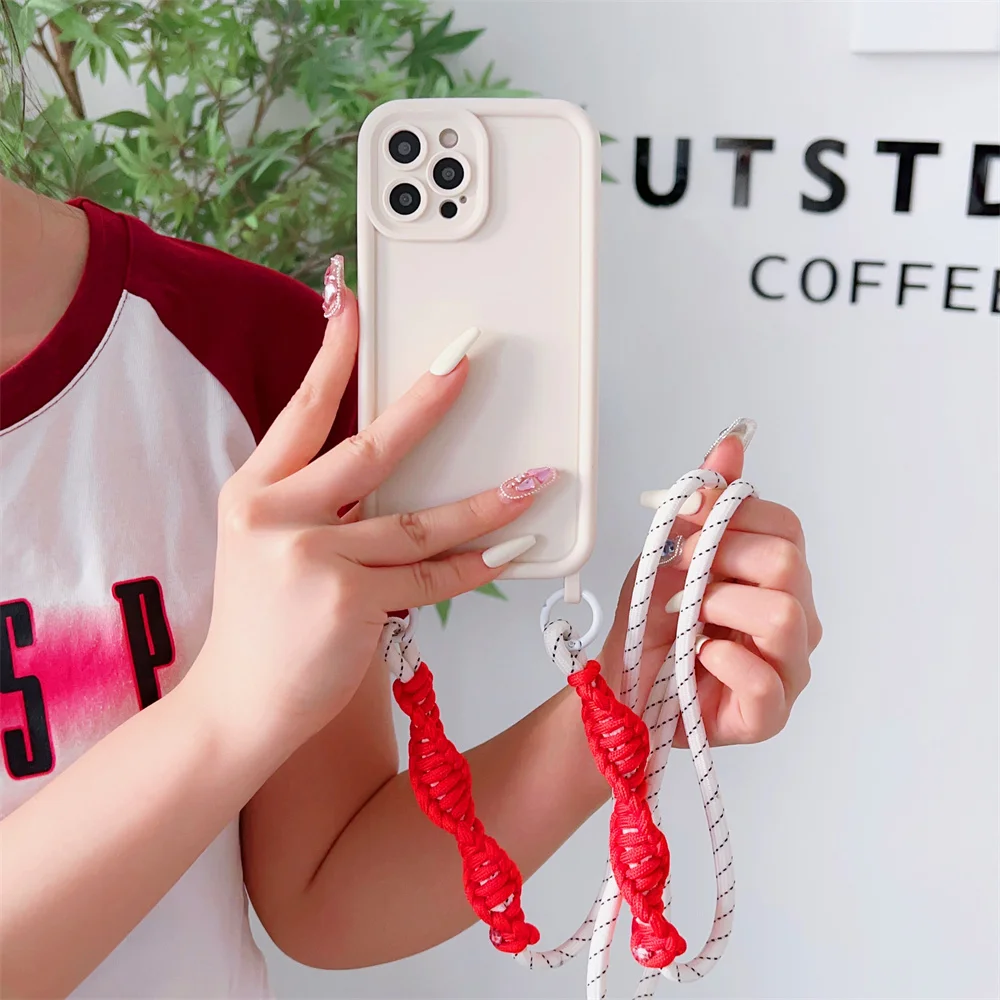 

For IPhone 16 Pro Max Crossbody Lanyard Phone Case for IPhone 16 15 Plus 14 13 12 11 Pro Max XS X XR Soft Protective Cover