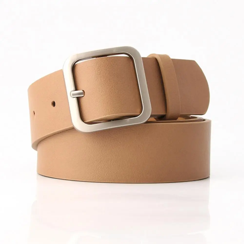 

Classic Square Buckle Belt Retro Faux Leather Belt Adjustable Square Buckle Faux Leather Women's Belt for Costume Accessories