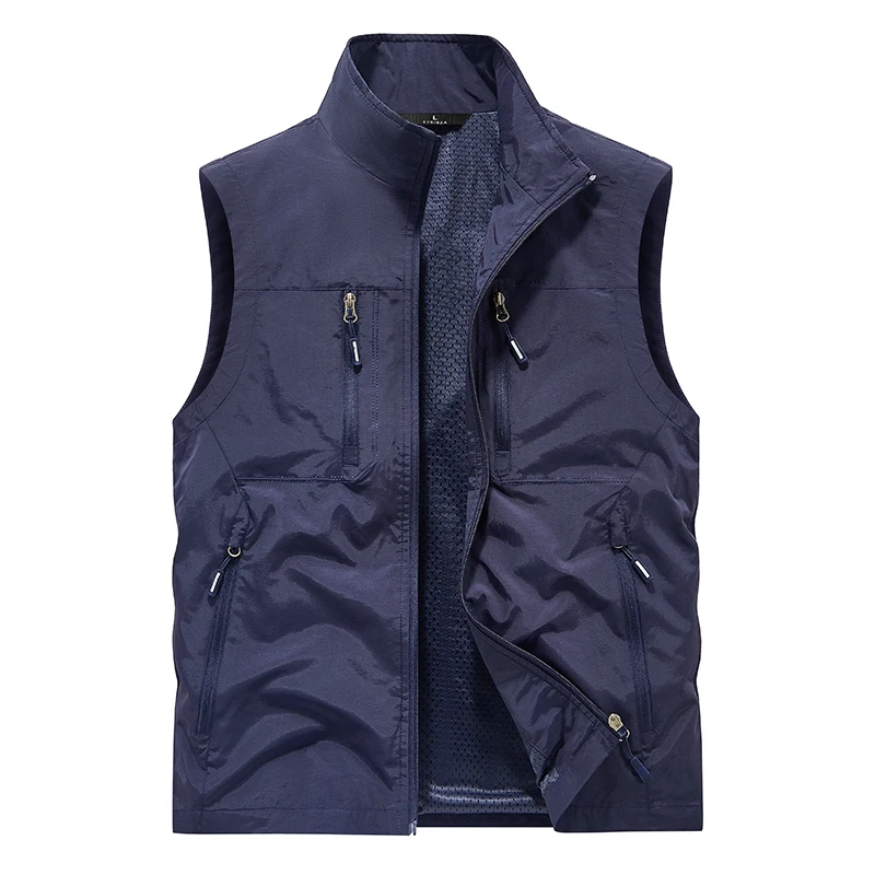 

Outdoor Leisure Solid Sleeveless Jacket Photography Fishing Casual Vest Male Summer Solid Color Vests Autumn Men Waistcoat