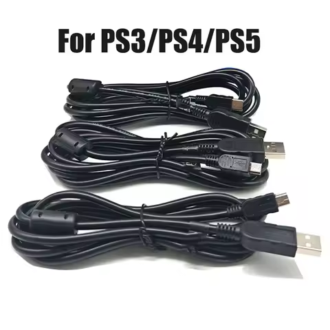 For PS3/PS4/PS5 Controller USB Charge Cable Wireless Game Console Controller Charging Cord 1.8M with Magnetic Ring