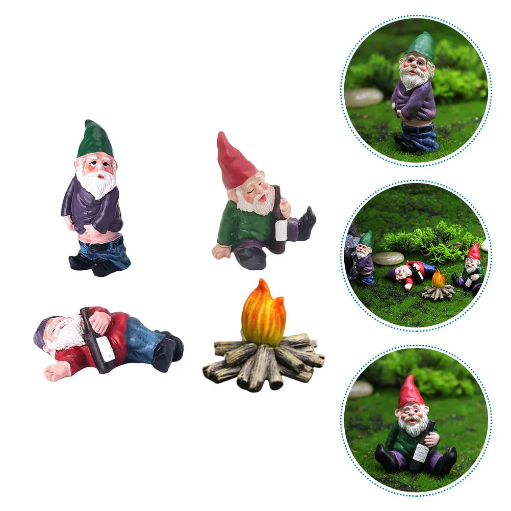 4 قطعة حديقة صغيرة جنوم ديكور الراتنج قزم التماثيل في الهواء الطلق فناء المشهد زخرفة المشهد الصغير قزم الديكورات الراتنج الحرف