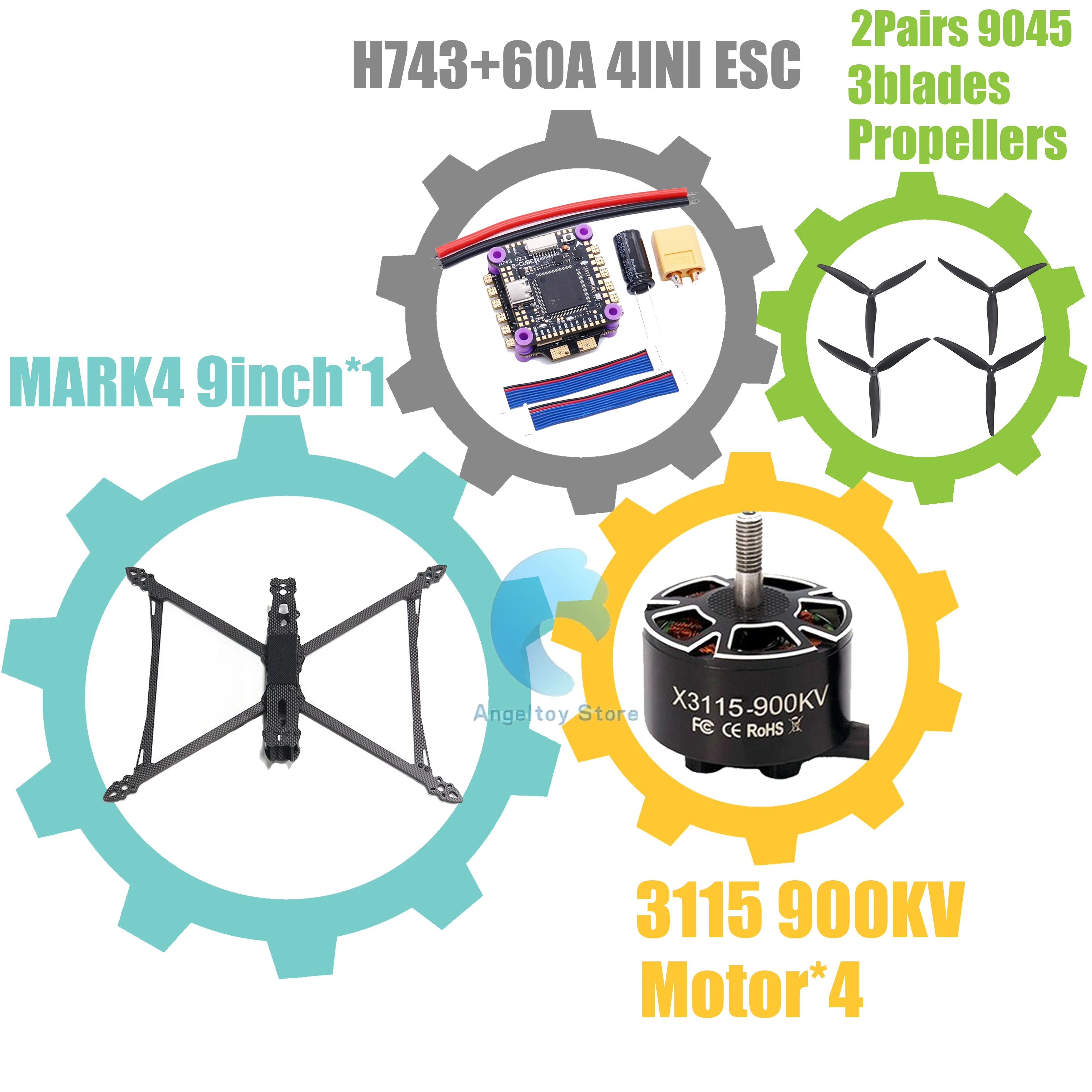 

MARK4 V2 8inch 9inch 10inch H743 Flight Control 60A 4INI ESC rack drone FPV carbon fiber PV Racing Drone Quadcopter Freestyle
